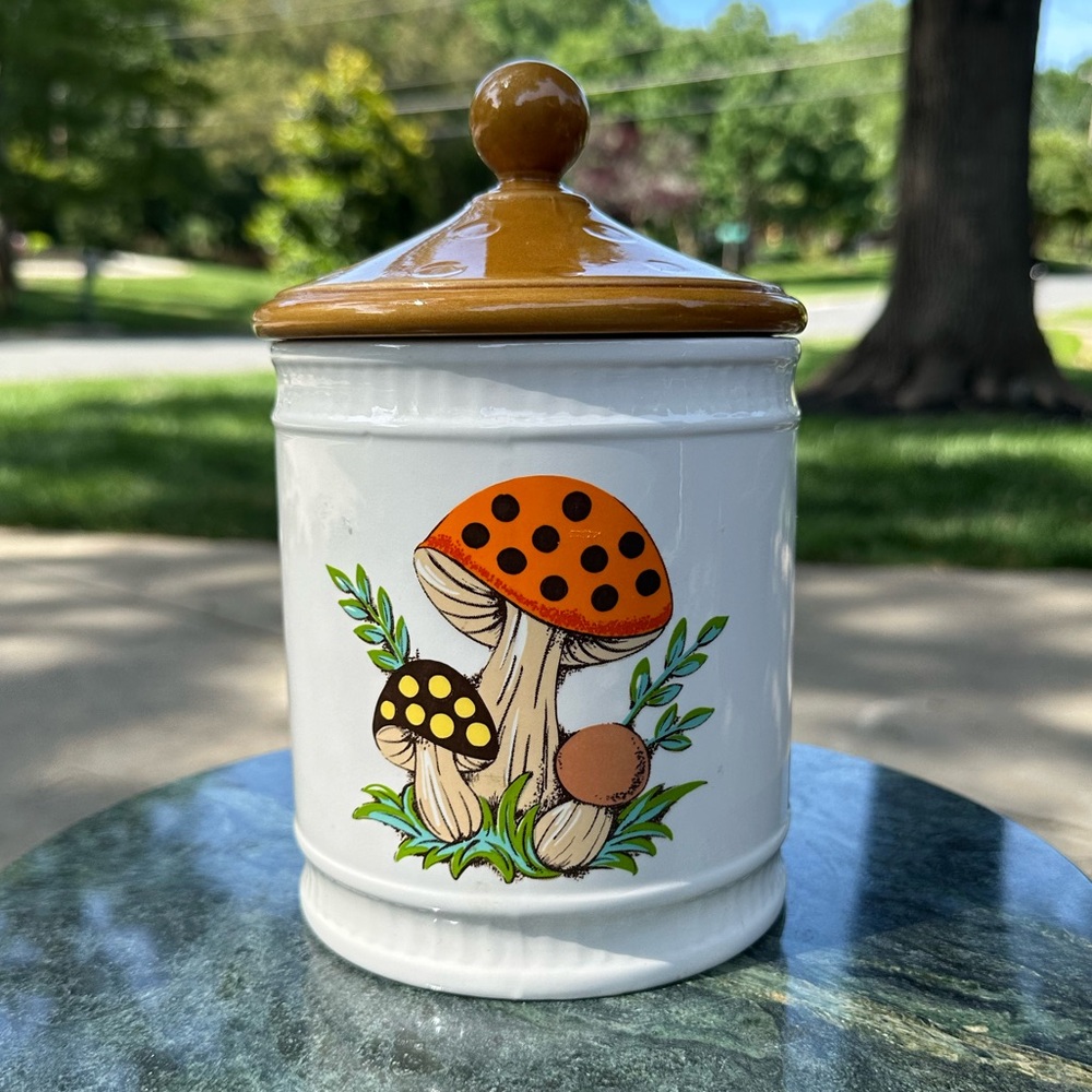 Vintage 1982 Sears Roebuck & Co. MERRY MUSHROOM Medium canister